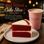 Red Velvet Cake Slice with Coffee
