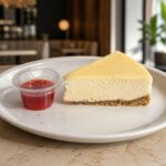 Cheese Cake Slice With Strawberry Sauce